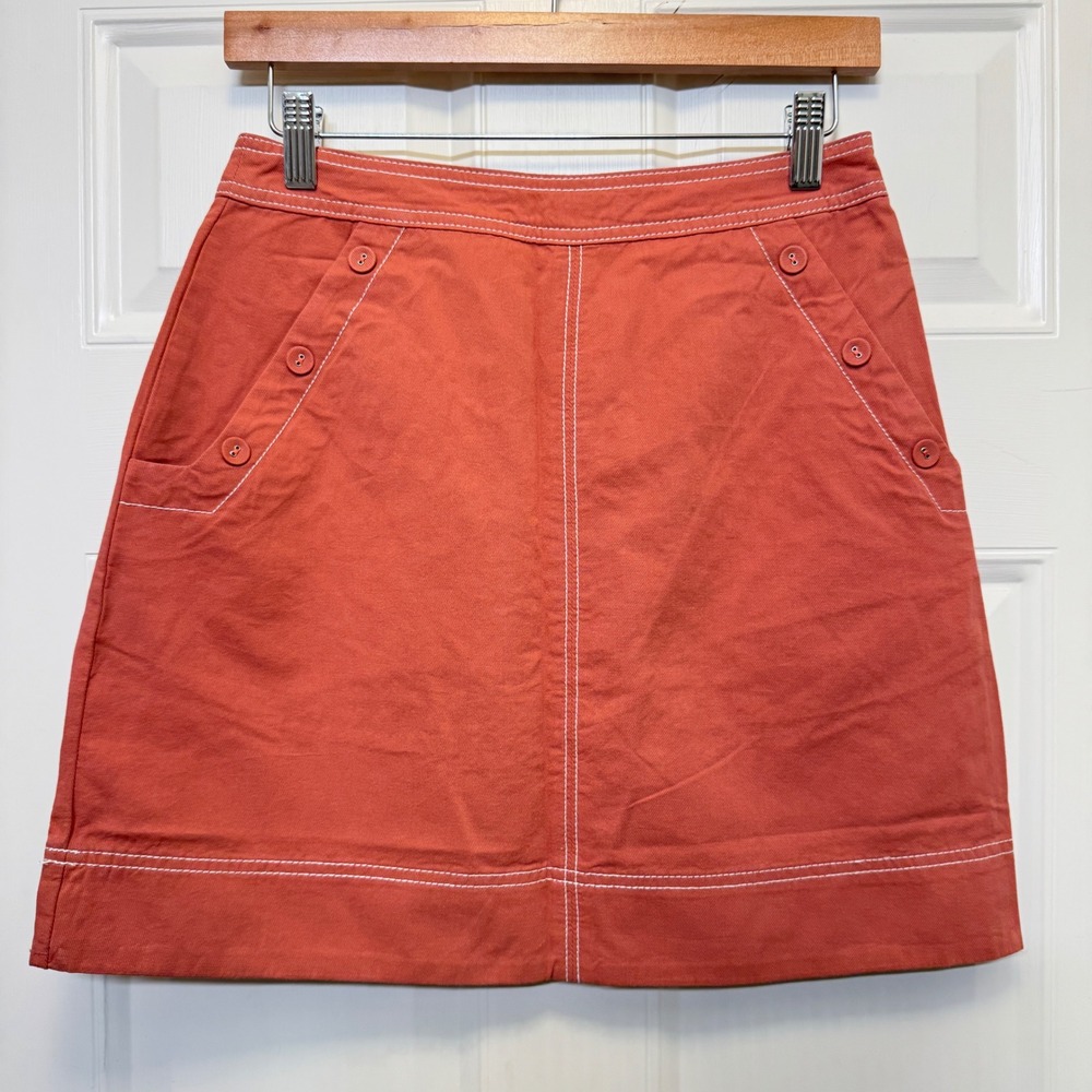 MinkPink Womens Charnley Mini Skirt‎ S Clay Orange Contrast Stitch Utilitarian